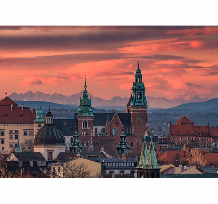 Persiana enrollable salón vista de cracovia y tatras - TenVinilo