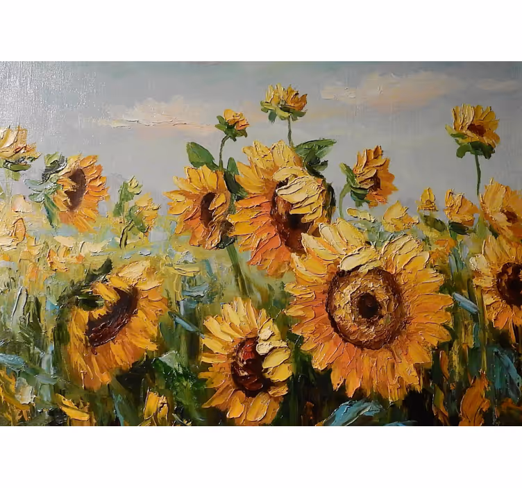 Persiana enrollable salón campo de girasoles pintado - TenVinilo