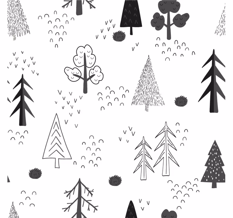Persiana enrollable salón árboles minimalistas blancos - TenVinilo