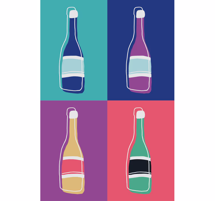 Persiana enrollable salón botellas de champán pop art - TenVinilo