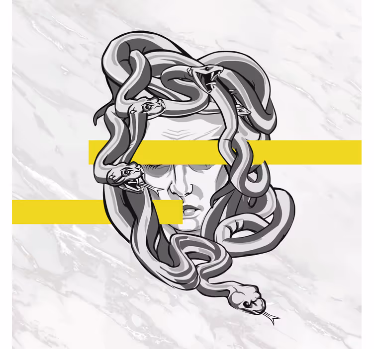 Persiana enrollable salón medusa blanca con rayas amarillas - TenVinilo