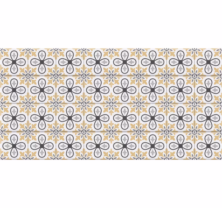 Persiana enrollable beige azulejos retro de cocina - TenVinilo