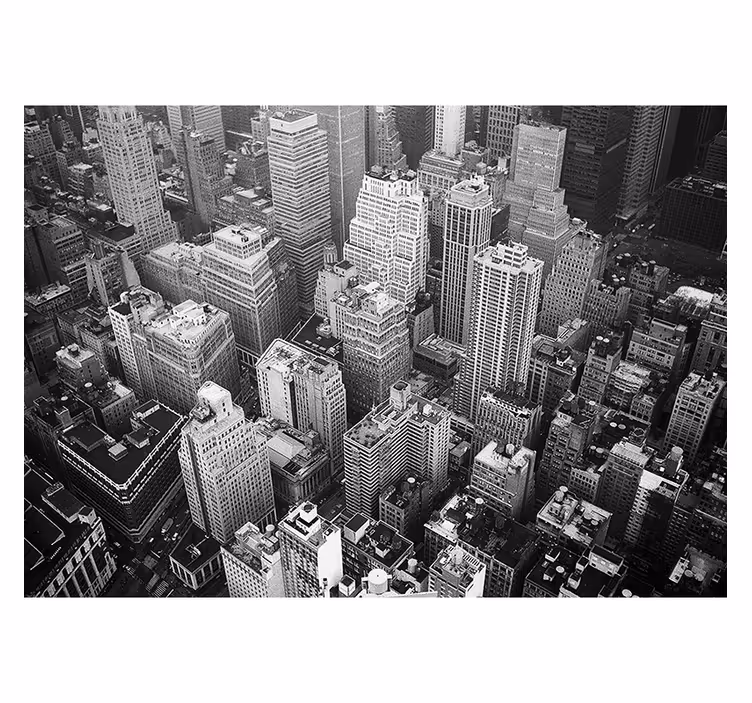 Persiana enrollable gris nueva york aérea blanco y negro - TenVinilo