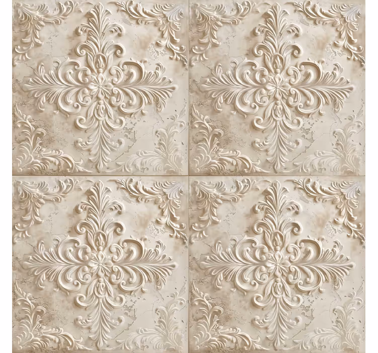 Persiana enrollable vintage azulejos beige - TenVinilo