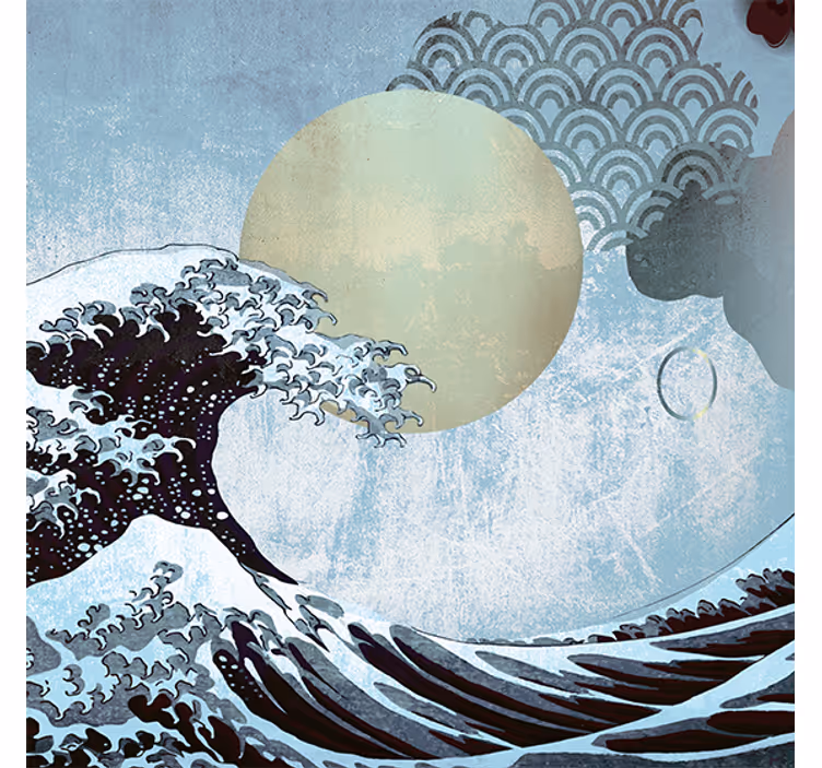 Persiana enrollable salón arte oriental de olas - TenVinilo