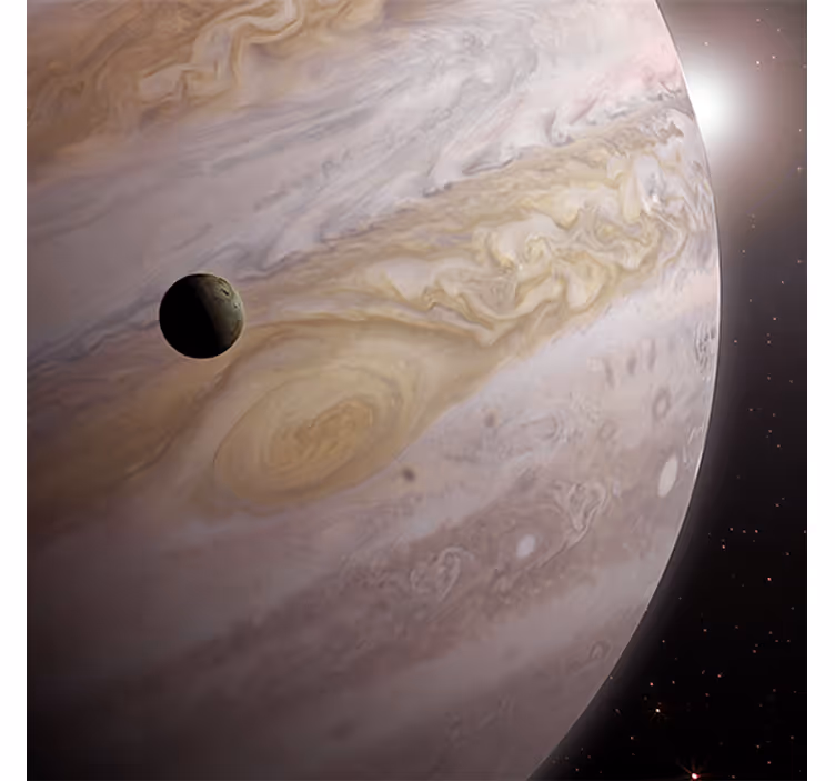 Persiana enrollable salón diseño espacial dos planetas beige - TenVinilo