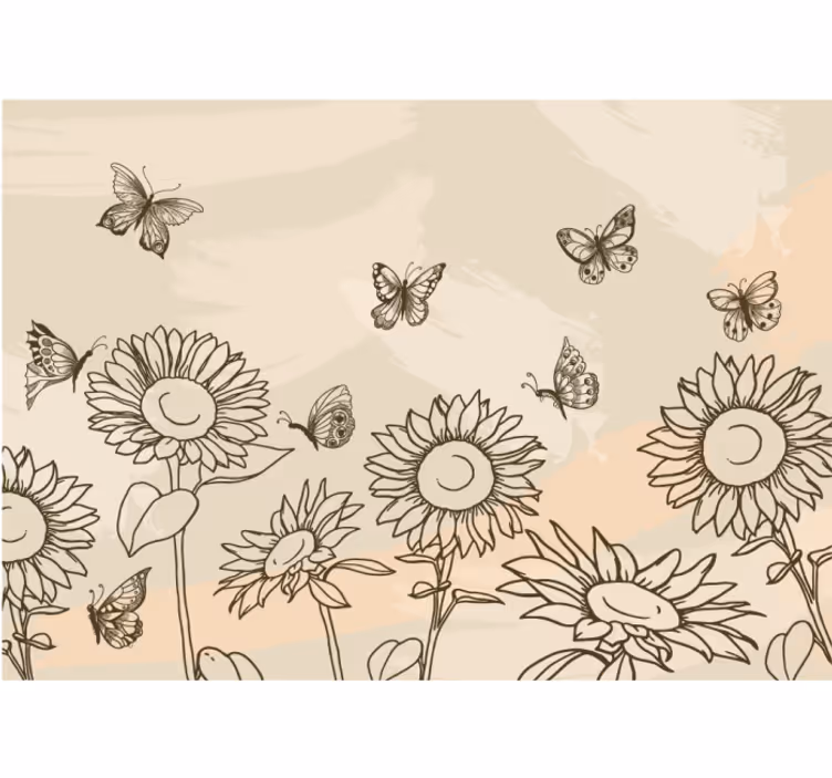 Persiana enrollable beige color girasoles y mariposas - TenVinilo