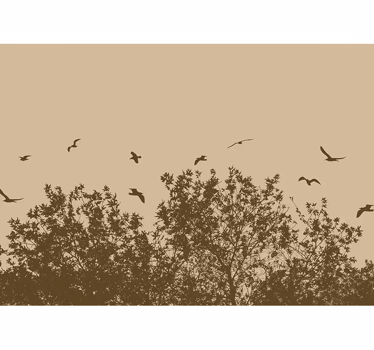 Persiana enrollable beige flores de primavera con aves - TenVinilo