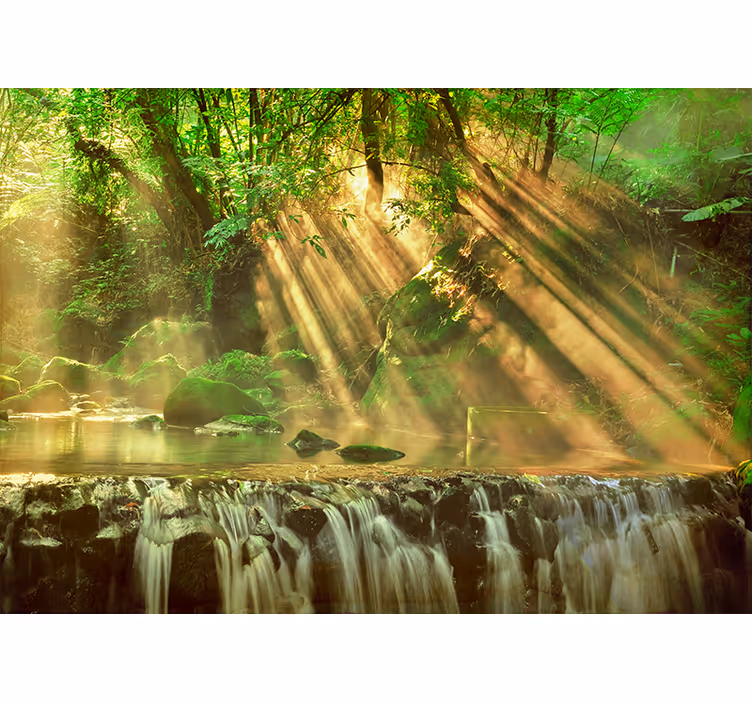 Persiana enrollable para cuarto cascada pequeña en bosque - TenVinilo