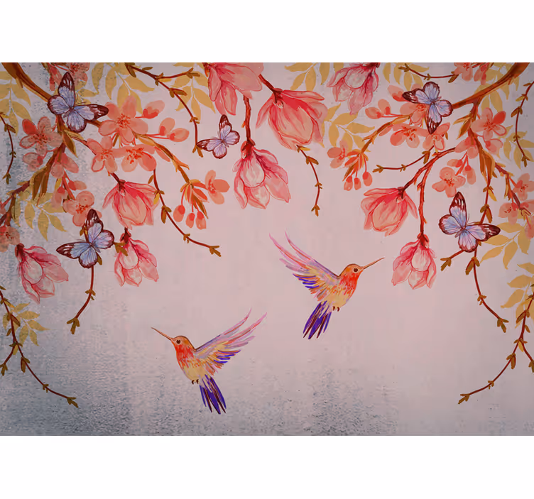Persiana enrollable para cuarto estilo chino magnolia y aves - TenVinilo