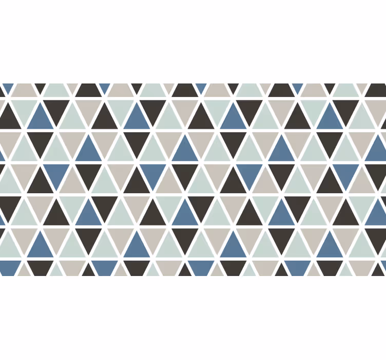 Persiana enrollable gris con patrón geométrico azul - TenVinilo