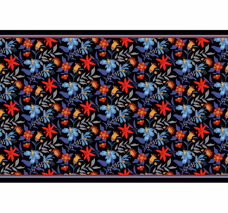 Persiana enrollable para cuarto estampado floral negro - TenVinilo