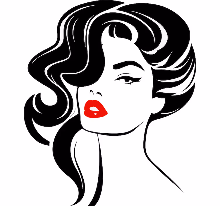 Persiana enrollable blanca mujer hermosa con labios rojos - TenVinilo