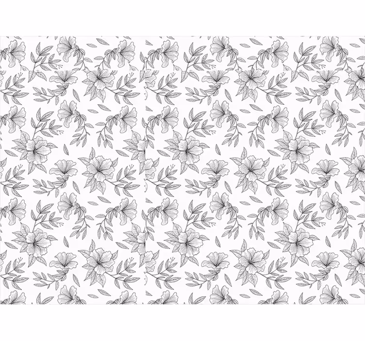 Persiana enrollable salón diseño floral blanco y negro - TenVinilo
