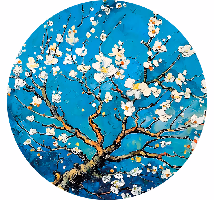 Persiana enrollable para cuarto diseño floral azul redondo - TenVinilo