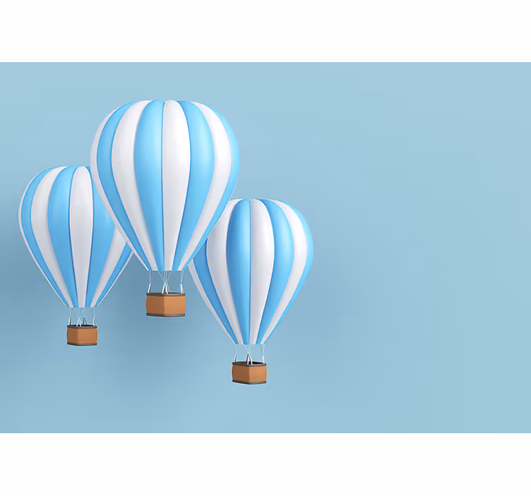 Persiana enrollable infantil globo aerostático blanco y azul - TenVinilo