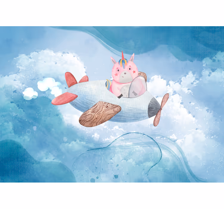Persiana enrollable infantil unicornio volador en cielo azul - TenVinilo