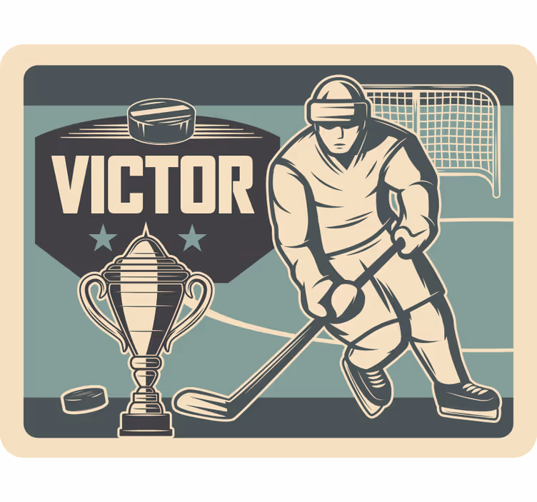 Persiana enrollable infantil jugador de hockey con nombre - TenVinilo