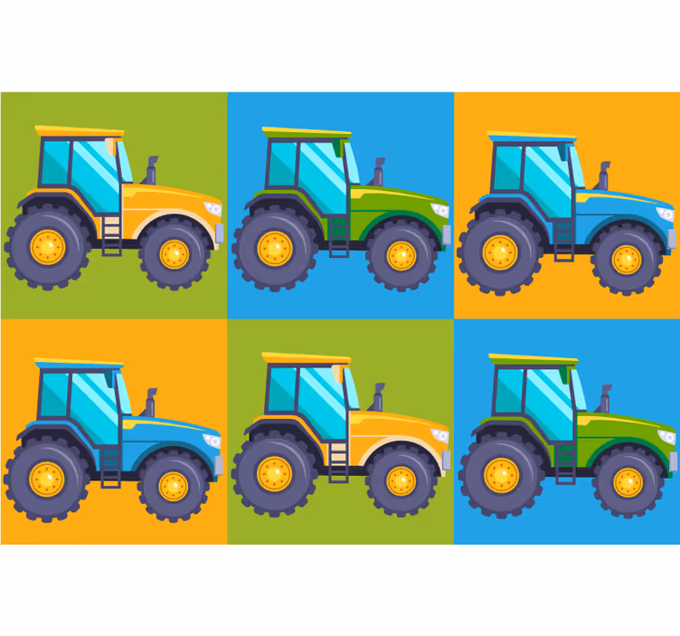 Persiana enrollable infantil azulejos de tractor multicolor - TenVinilo
