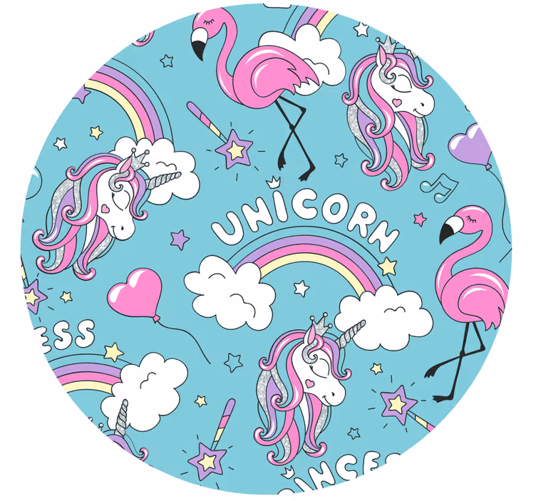 Persiana enrollable infantil patrón de unicornio y flamenco - TenVinilo