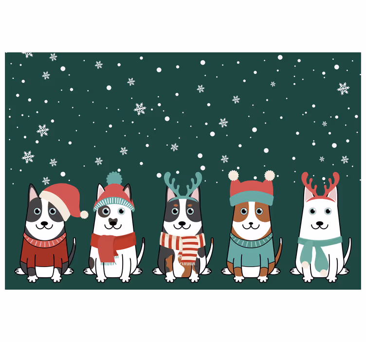Persiana enrollable infantil perros navideños - TenVinilo