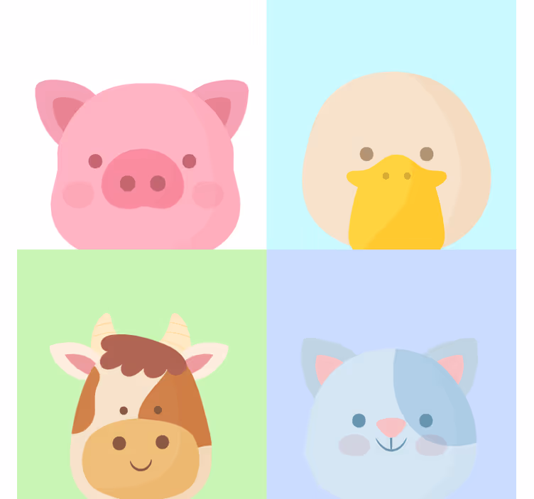 Persiana enrollable infantil 4 adorables animales de granja - TenVinilo