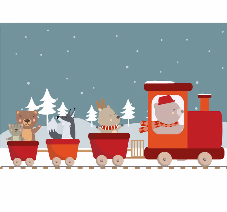 Persiana enrollable infantil animales en tren - TenVinilo