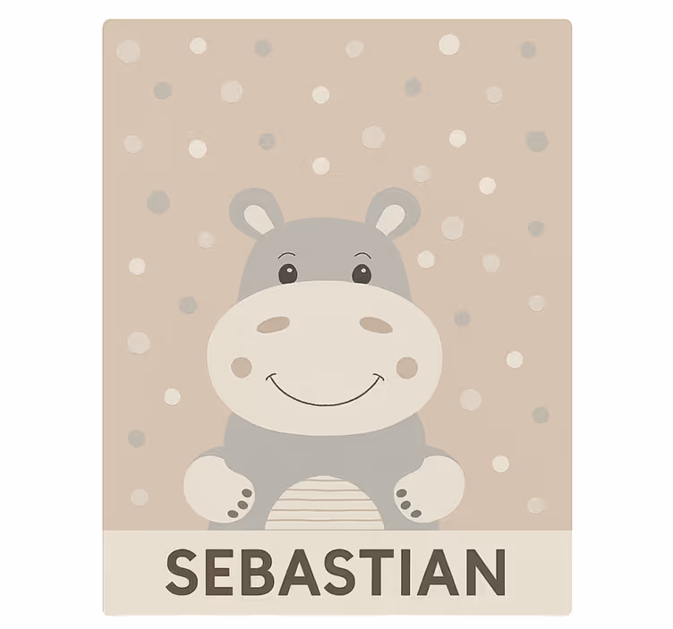 Persiana enrollable infantil hipopótamo beige personalizado - TenVinilo