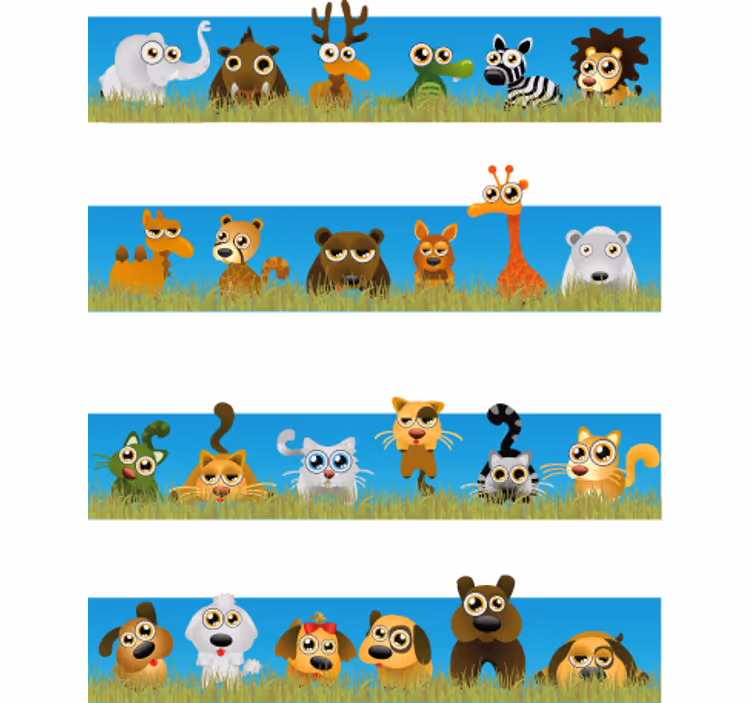 Persiana enrollable infantil rayas con animales - TenVinilo