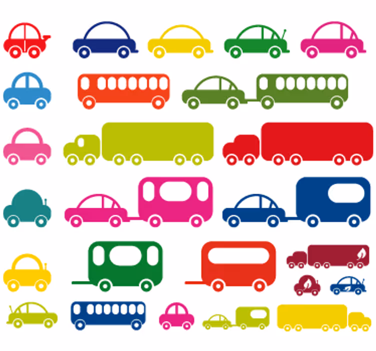 Persiana enrollable infantil sticker colección de coches - TenVinilo