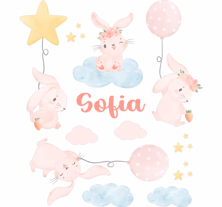 Persiana enrollable infantil globos rosas con conejitos - TenVinilo
