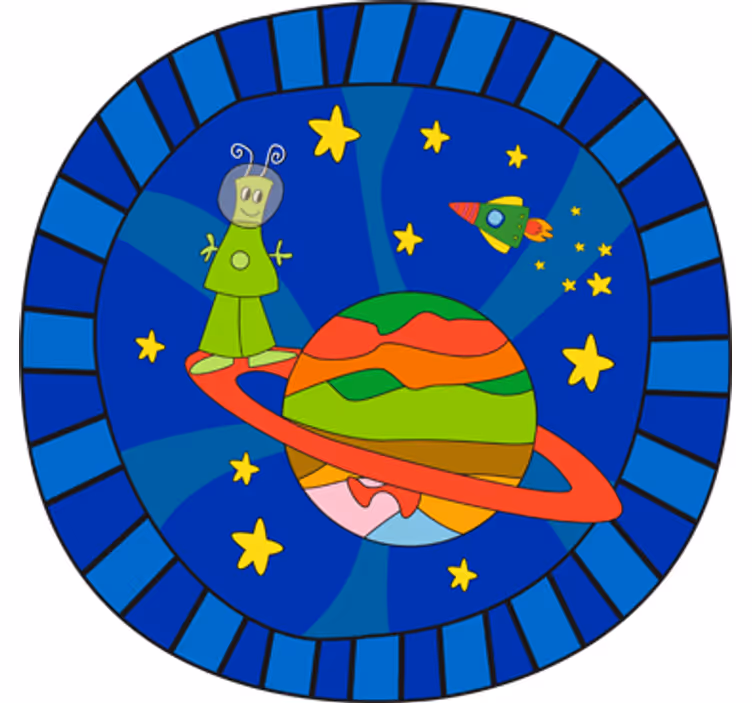 Persiana enrollable infantil vinilo extraterrestre verde - TenVinilo