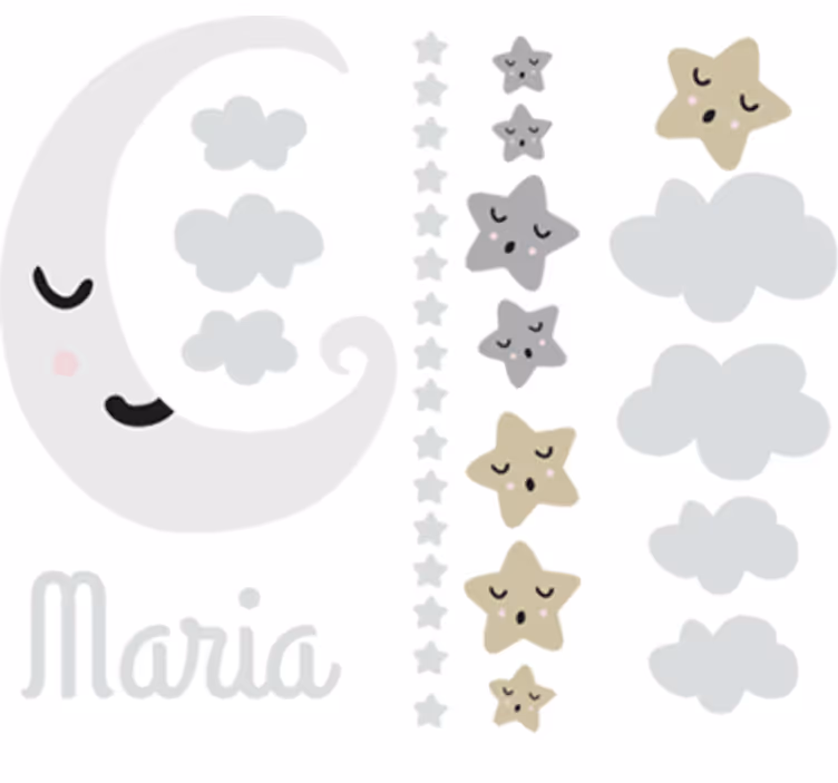 Persiana enrollable infantil vinilo luna y estrellas - TenVinilo