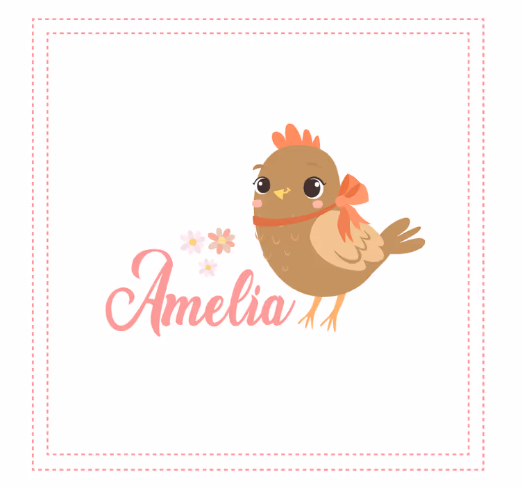 Persiana enrollable infantil pollito con cinta y nombre - TenVinilo