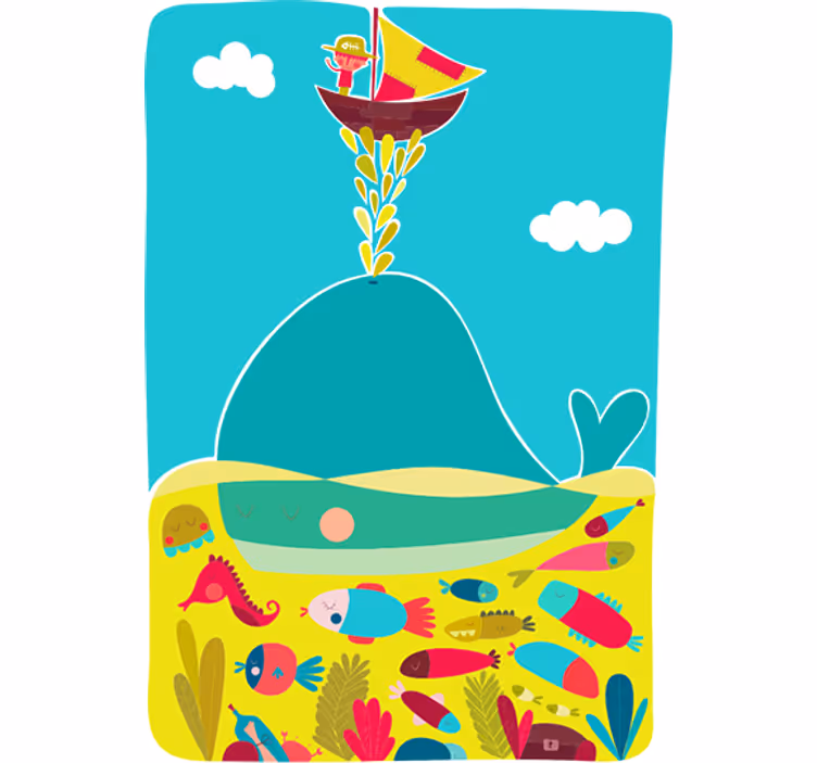 Persiana enrollable infantil ballena mural - TenVinilo