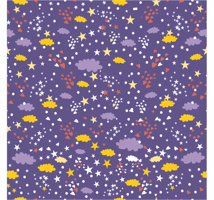Persiana enrollable infantil patrón estrellas y nubes - TenVinilo