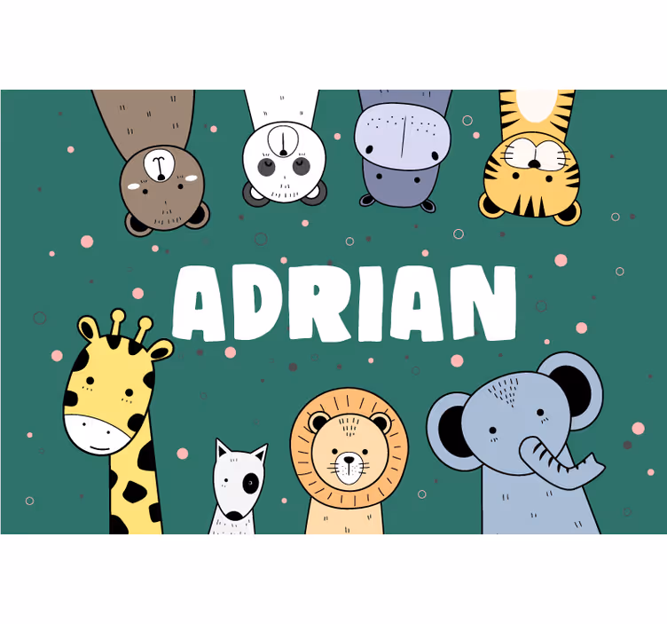 Persiana enrollable infantil banner de doodles de animales - TenVinilo