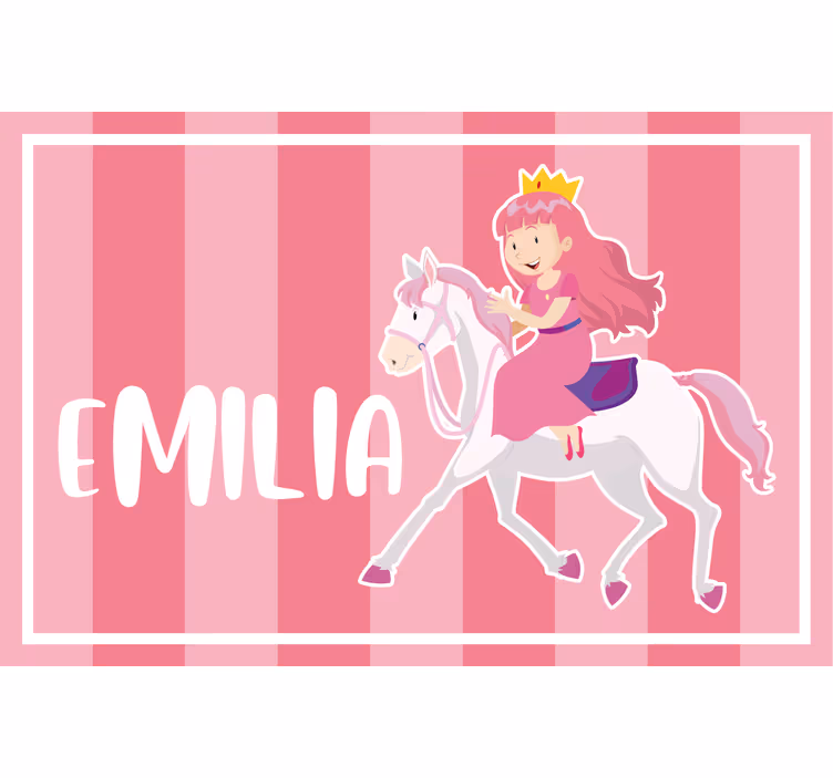 Persiana enrollable infantil princesa rosa montando caballo - TenVinilo