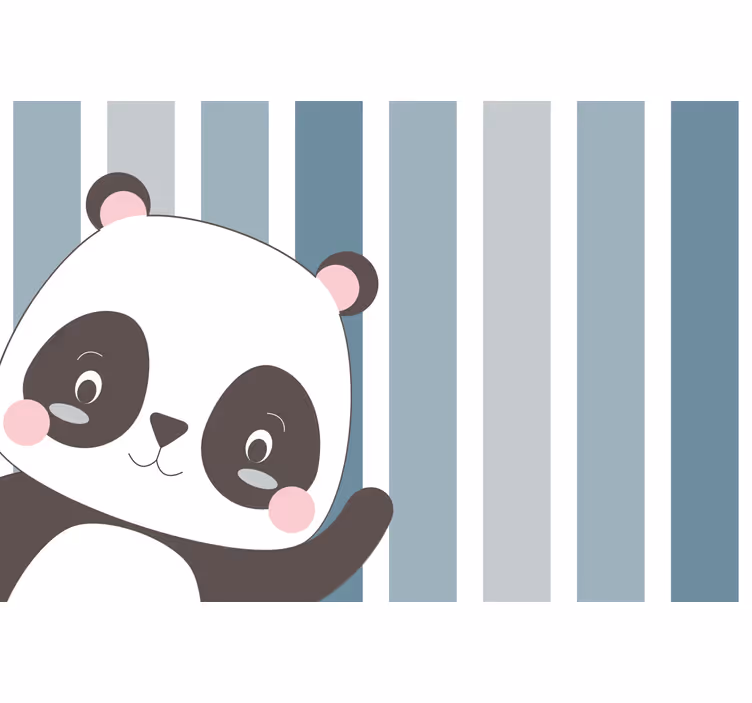 Persiana enrollable infantil fondo rayas panda feliz - TenVinilo
