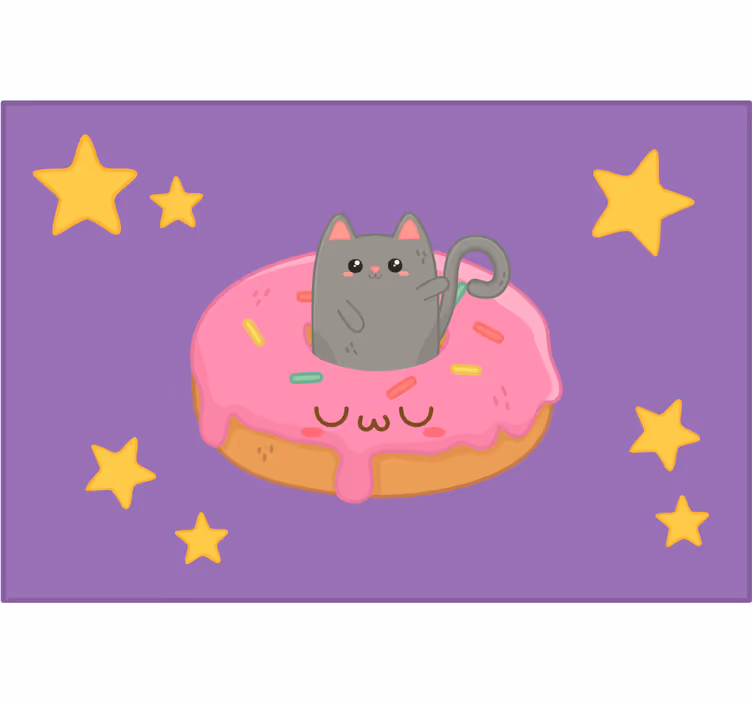 Persiana enrollable infantil gato y donut - TenVinilo