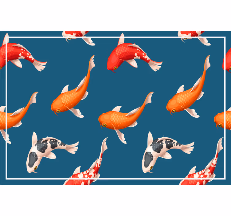 Persiana enrollable infantil con patrón de peces koi azul - TenVinilo