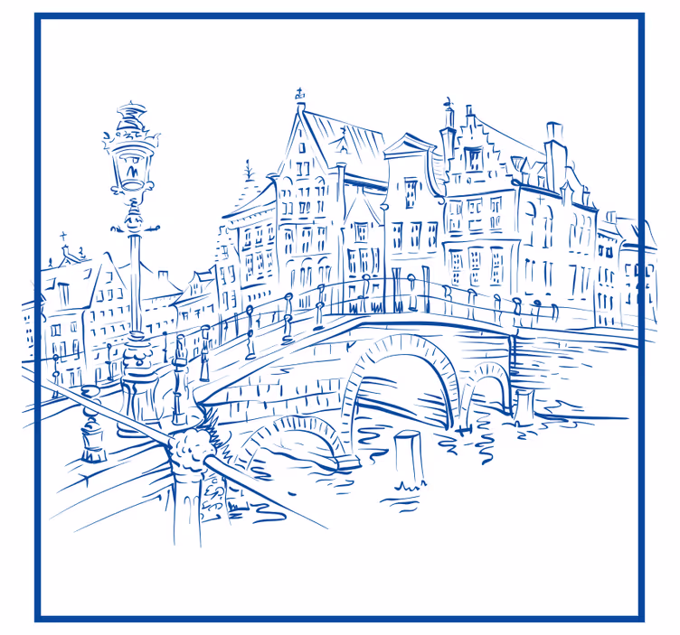 Persiana enrollable para cocina casas canal azul delft - TenVinilo