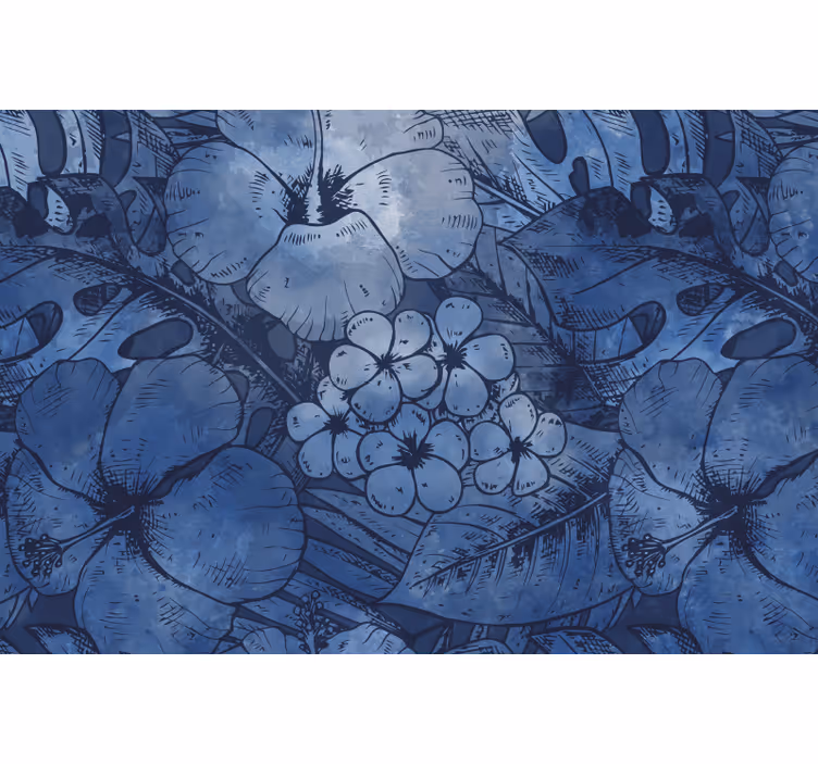 Persiana enrollable azul flores acuareladas - TenVinilo