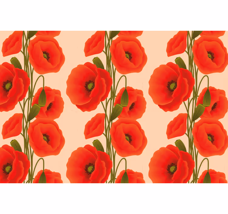 Persiana enrollable roja con diseño de amapolas - TenVinilo