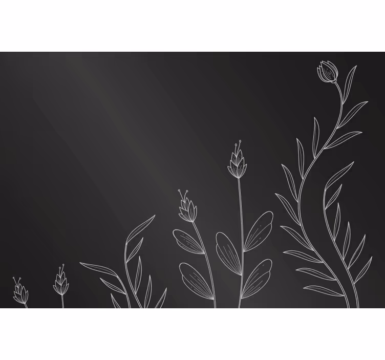 Persiana enrollable negra fondo con plantas elegantes - TenVinilo