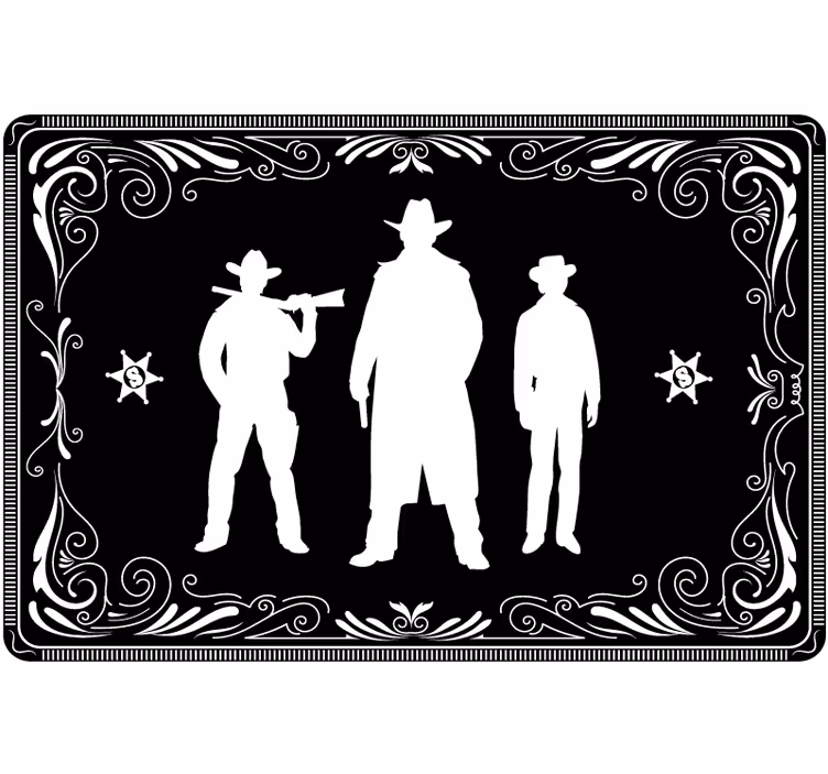Persiana enrollable negra patrón de vaqueros y caballos - TenVinilo