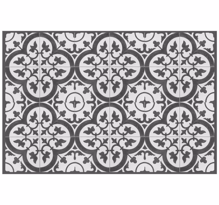 Persiana enrollable gris baldosas de cemento ornamental - TenVinilo