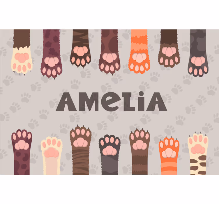 Persiana enrollable beige set de patas de gato multicolor - TenVinilo
