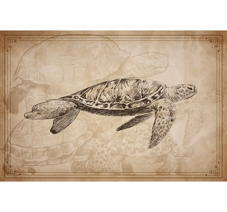 Persiana enrollable beige tortugas dibujadas a mano - TenVinilo