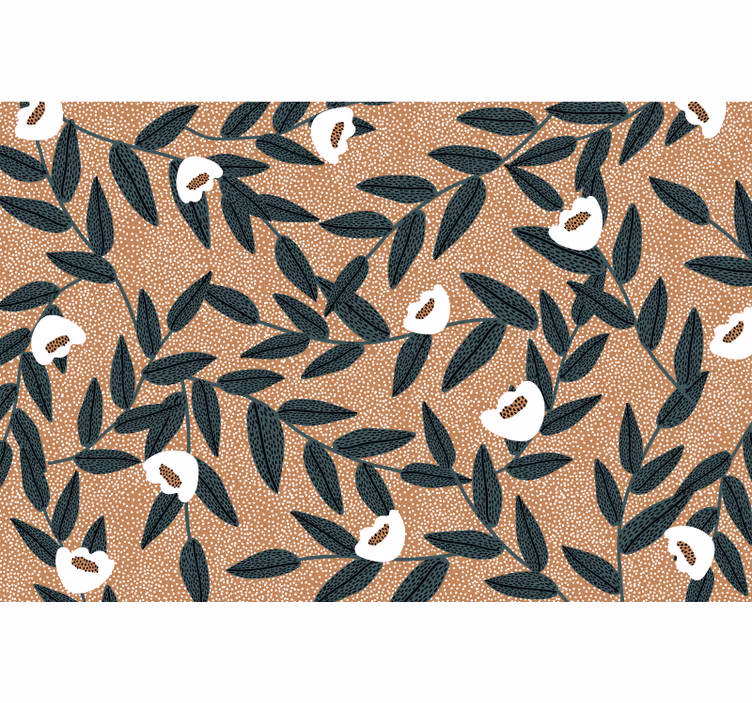 Persiana enrollable beige flores y hojas - TenVinilo